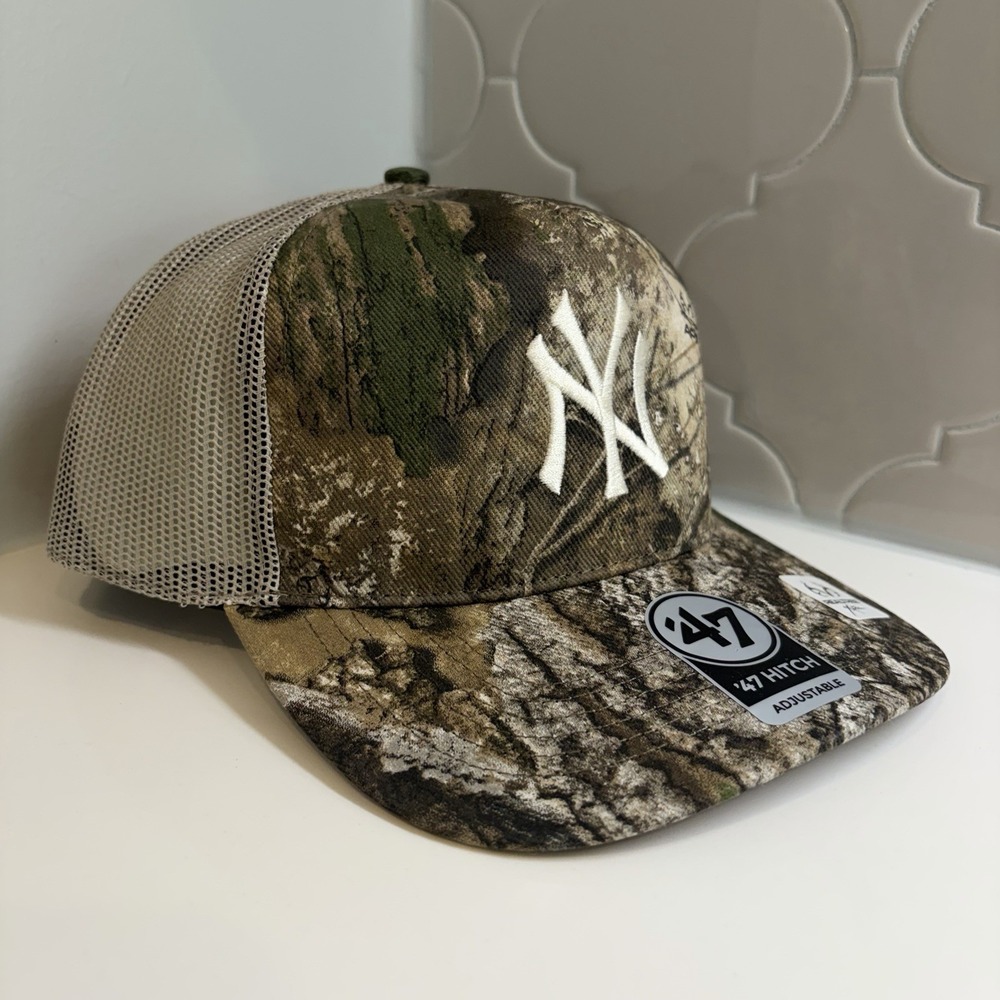 New York Yankees '47 Brand Camo Hitch Adjustable Snapback Trucker Hat OSFM